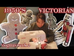 Lets sew some vintage inspired Christmas pillows | gingerbread man & nutcracker pillow DIY vlog