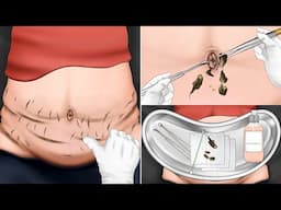 ASMR Dirt and stone removal in deep belly button of fat girl | Cleaning navel animation