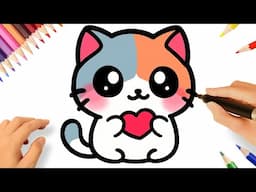 CÓMO DIBUJAR UN GATITO FACIL KAWAII PASO A PASO 💟