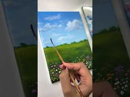 Flower field painting/ easy acrylic painting  for beginners