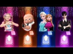 Diana Roma VS Baby Boss VS Elsa Anna VS Wednesday Addams | coffin dance astronomia | Tiles Hope Song