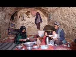 Living in a Cave Like the Stone Age | Cooking Village Style Food in the Cave Village