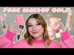 DOING MY MAKEUP USING ONLY PINK PRODUCTS!