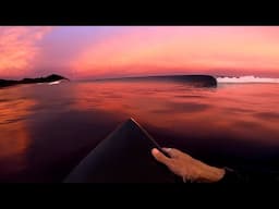 SURFING A BEAUTIFUL SUNSET ON MY NEW BOARD! (RAW POV)