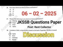 Jkssb Rent Collector Exam Analysis #jkssb #jkssbexams