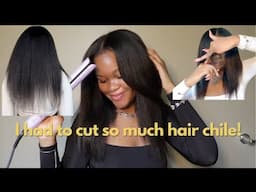 I STRAIGHTEN MY 4C HAIR | Damaged Ends | Cutting Split Ends | Wavytalk 2-in-1 Airflow Styler