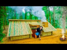 Camping When It Rains Heavily, Making Bamboo House In The Forest To Sleep When It Rains Night - Full