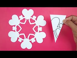 Valentine's Day Special Love Shape Paper Snowflake | How to Make Paper Snowflake | Easy Paper Crafts