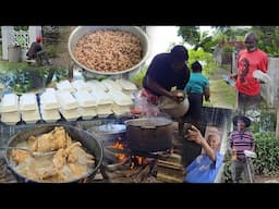 Cooking Rice & Peas With French Fried Chicken For Our Elderly In The Community