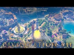 Civlization VII Total Victory Scientific Ending and Space Launching