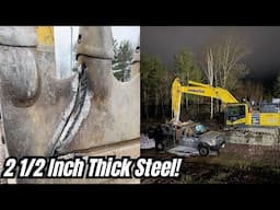 Welding A Cracked Excavator Bucket (2015 Ford f350 Welding Rig)