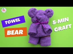 How to Fold a Towel Into Bear 🧸 | LESS THAN 5 MINS! Easy Towel Folding Tutorial