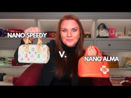 REVIEW & COMPARE THE LOUIS VUITTON NANO SPEEDY & NANO ALMA, what fits, usability, cross body...