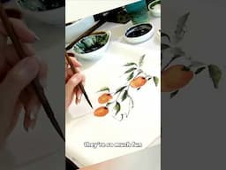 Painting Persimmons 🍁 #brushpainting #autumn #persimmons #nature #fallpainting