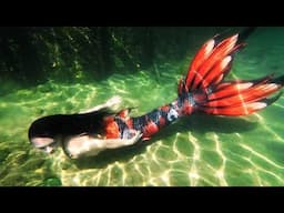 Red Mermaid swims in Sunlight Underwater || An Energizing Mermaid Video for Bright Sunny Vibes!