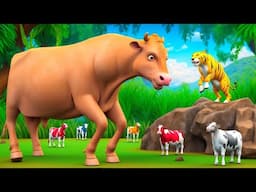 Giant Sand Cow Rescue | Farm Animals Fun Videos - Barn Animals Comedy Videos 3D