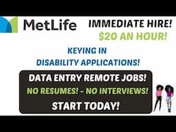 METLIFE Hiring!  Keying In Disability Applications $20 An Hour Data Entry Remote Jobs Work From Home