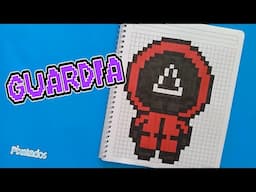 COMO DIBUJAR AL GUARDIA TRIANGULO de EL JUEGO DEL CALAMAR en PIXEL ART paso a paso - PIXELADOS