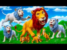 Evil White Lions Rampage: The Lion King & Cubs Epic Encounter in a Wild Jungle Battle!