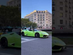 Fluor Green Lamborghini Huracan Spyder cruising Barcelona