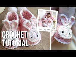 Simple Crochet Baby Booties (with Bunny Applique!) 💖