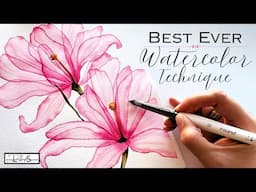 WOW! 🤯😱 FAVORITE Watercolor Technique! Step-by-Step Guide: How to Paint Transparent Flower Layering