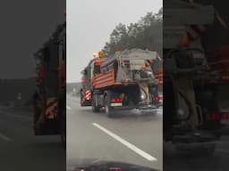 Winter services vehicle spreading salt in Autobahn , Germany 🇩🇪