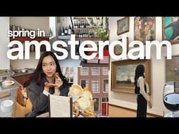 AMSTERDAM 3-Day Travel Vlog | aesthetic cafes, restaurants, spring tulips & galleries! 🇳🇱🌷