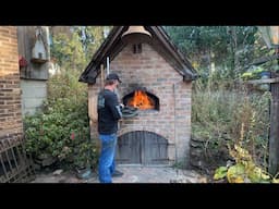 Firing the wood fired brick oven