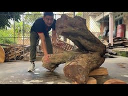 From A Giant Longan Tree Trunk Built Into A Unique  Table And Chairs. Great Idea