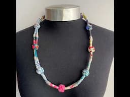 DIY Fabric Knotted Beads Necklace #diy #handmade #knotting #necklace