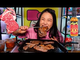 RIBEYE STEAK + THE HOT ONES LAST DAB SAUCE l MUKBANG