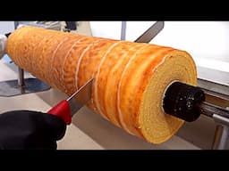 Amazing 23-layered Roll Cake, 23 times Baked Tree Cake (BaumKuchen) - Korean Bakery