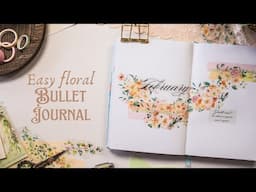 February Floral Garland Bullet Journal Theme Setup 📖