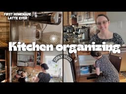 Organize My Kitchen With Me | Making My VERY FIRST LATTE EVER | Using The Amzchef Espresso Machine