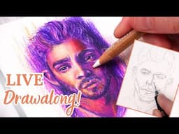 Coloured Pencil Portrait LIVE Drawalong- Fun, Colourful Sketch!