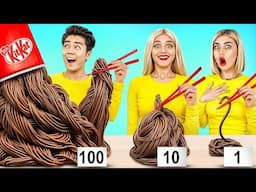 100 Layers of Food Challenge! Funny Giant vs Tiny Food Hacks by MEGA GAME