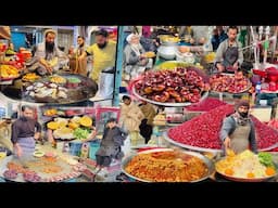 Rainy day street food in Jalalabad Afghanistan | Chapli kabab | Shola | Liver fry | Channa lobya