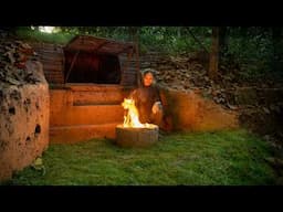 A Girl builds an amazing underground den in the wild  Start to Finish