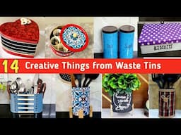 14 Creative things from Waste Materials | 14 Low Cost  Organizer ideas from waste Tins | Craft ideas