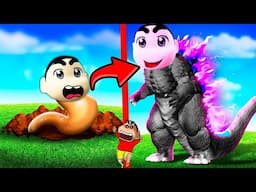 CHICKEN Upgrade to GODZILLA in Animal Evolution Roblox with SHINCHAN and CHOP