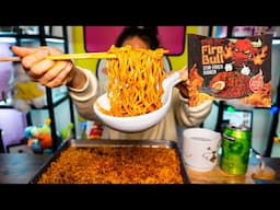 NEW!! SPICY FIRE BULL NOODLES l MUKBANG