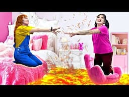 THE FLOOR IS LAVA | HOW DO WE SURVIVE LAVA | EXTREME CRAZY CHALLENGE BY CRAFTY HACKS PLUS