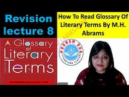 Lecture 8 CUET UGC NET Crash Course Videos M H Abrams Glossary English Literature by Poonam Dua