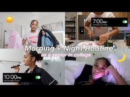 Realistic College Morning + Night Routine 2025 | New Year New Habits | try-on haul + self care