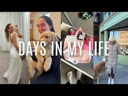 BOSTON VLOG: rehearsal dress shopping, puppy yoga, pilates event, & more !