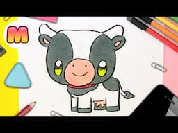 COMO DIBUJAR UNA VACA KAWAII - Dibujos kawaii faciles - Como dibujar animales kawaii