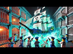 Giant Ghost Ship Attacks! LEGO Police Can't Stop It!" 🚢👻🔥 | LEGO Prison Break | Brick Rising