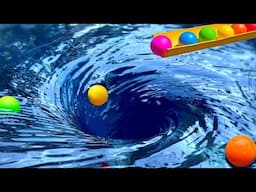 1000 Marbles Super Slide Marble Run Race vs Water Balloons | Colorful Pop Tubes | ASMR Whirlpool 3A