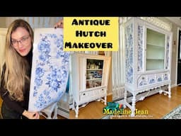 Antique Hutch Makeover | Wise Owl One Hour Enamel Paint | Redesign With Prima Transfers